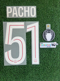 2025-2026 Paris Saint Germain Home Name Set and Number and Patches  Willian Pacho Monblason and Sporting ID