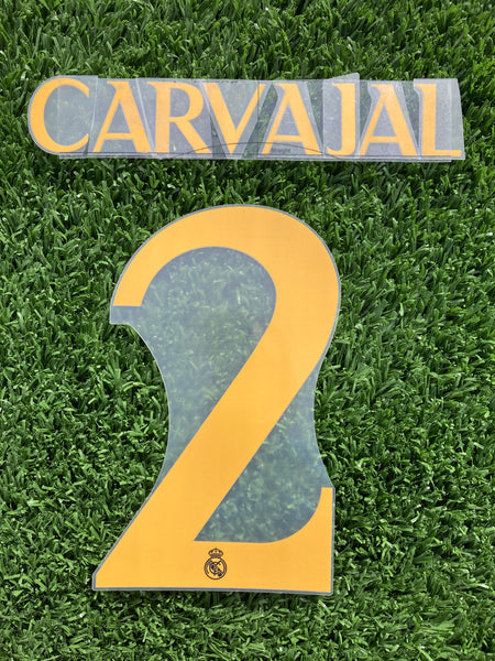 2023 - 24 Real Madrid Name Set Carvajal Champions Away and Third Avery Dennison