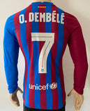 2021-2022 FC Barcelona Home Shirt Ousmane Dembele Player Issue Kitroom Supercup Mint Size M (Fitted)