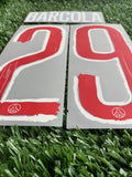 2024-2025 Paris Saint Germain Home Name and Number Set Barcola Player Issue Champions Monblason Adult Size
