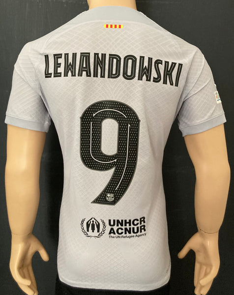 2022-2023 FC Barcelona Third Shirt Lewandowski Champions League Kitroom Player Issue Mint Condition Size L