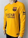 2015-2016 FC Barcelona Away Shirt Senyera LaLiga Long Sleeve Pre Owned Size M