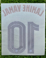 2025-2026 FC Barcelona Third Name Set and Number Lamine Yamal Player Issue Champions and Cup Textprint Adult Size