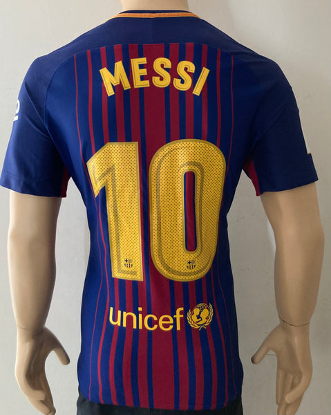 2017-2018 FC Barcelona Home Shirt Messi Player Issue Kitroom King Cup Final Mint Size L