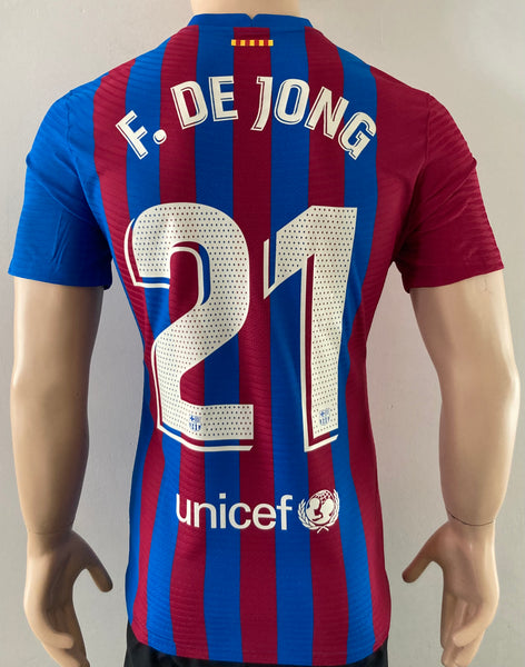 2021-2022 De Jong Barcelona Home Shirt Kitroom Player Issue Printed Tag Liga Version Size L