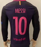 2016-2017 FC Barcelona Away Shirt Lionel Messi Player Issue Kitroom Long Sleeve Champions Mint Size M (Fitted)