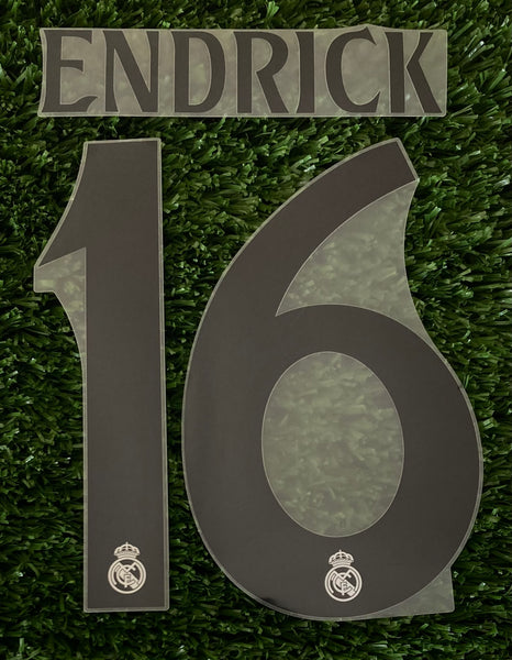 2024-2025 Endrick Real Madrid Home Name Set and Number Player Issue Champions Cup Avery Dennison