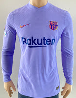 2021-2022 FC Barcelona Long Sleeve Away Shirt Ferran Torres Europa League Special Edition Kitroom Player Issue Mint Condition Size M