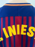 2017-2018 FC Barcelona Home Shirt Andres Iniesta Pre Owned Size M