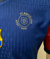 2024-2025 FC Barcelona Home Shirt Frenkie De Jong La Liga Spanish League Kitroom Player Issue BNWOT Size L fitted 125 Anniversary Patch