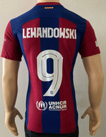 2023-2024 Barcelona Home Shirt Lewandowski Player Issue Kitroom Champions Mint Condition Size L