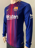 2017-2018 FC Barcelona Long Sleeve Home Shirt Messi La Liga Pre Owned Size L