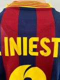 2013-2014 FC Barcelona Home Shirt Andres Iniesta Player Issue Authentic La Liga New BNWT Size XL (Fitted)