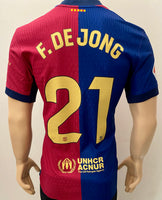 2024-2025 FC Barcelona Home Shirt Frenkie De Jong La Liga Spanish League Kitroom Player Issue BNWOT Size L fitted 125 Anniversary Patch