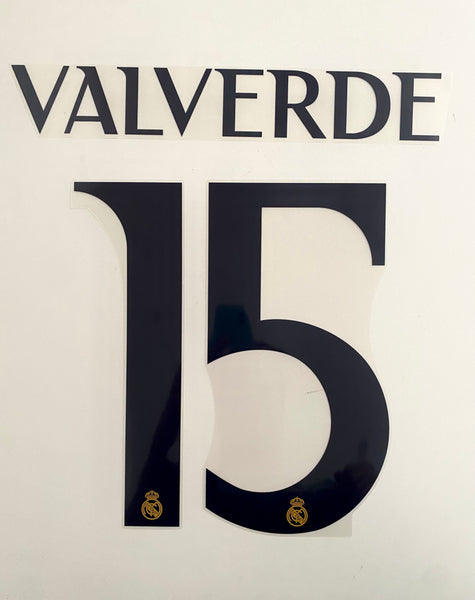 2023 2024 Real Madrid Home Name Set VALVERDE 15 Player Issue Avery Dennison for adult