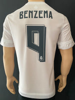 2015 - 2016 Real Madrid Home Shirt Benzema 9  La Liga Pre Owned Size L