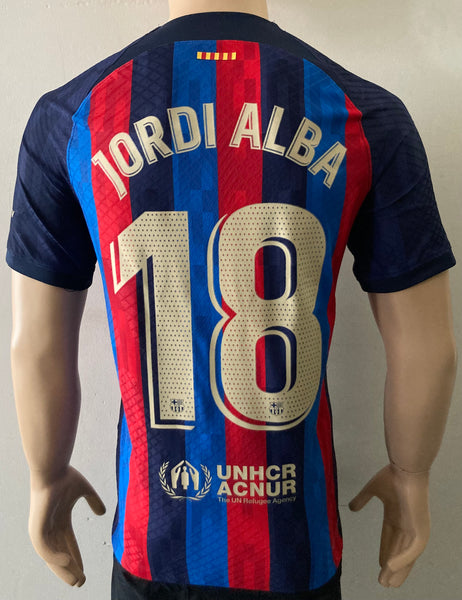 2022-2023 FC Barcelona Player Issue Home Shirt Jordi Alba Farewell La Liga BNWT Multiple Sizes