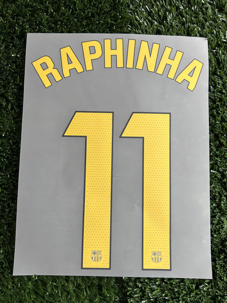 2025-2026 FC Barcelona Home Name Set and Number Raphael Díaz Raphinha Player Issue Champions and Cup Textprint Adult Size