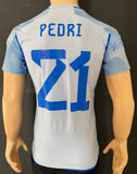 2022-2023 Spain Away Shirt Pedri Gonzalez Player Issue Authentic DekoGraphics World Cup Mint Size S