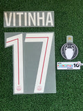 2025-2026 Paris Saint Germain Home Name Set and Number and Patches Victor Machado “Vitinha” Monblason and Sporting ID