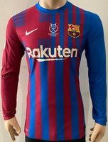 2021-2022 FC Barcelona Long Sleeve Home Shirt Pique Super Cup Spain Kitroom Player Issue Mint Condition Size L