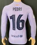 2021-2022 FC Barcelona Long Sleeve Away Shirt Pedri Europa League Special Edition Kitroom Player Issue Mint Condition Size M