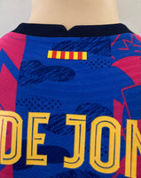 2021-2022 FC Barcelona Third Shirt De Jong Player Issue Authentic European Competition Mint Size M