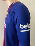 2017-2018 FC Barcelona Long Sleeve Home Shirt Messi La Liga Pre Owned Size L