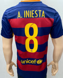 2015-2016 FC Barcelona Home Shirt Andres Iniesta LaLiga Pre Owned Size S