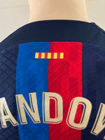 2022-2023 FC Barcelona El Clásico Motomami Edition Home Shirt Lewandowski La Liga Kitroom Player Issue Pre Owned Size L