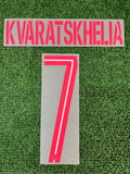 2025-2026 Paris Saint Germain Name Set, Number, Star and Patches Kit Fourth Khvicha Kvaratskhelia  Champions League MonBlason