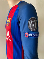 2016-2017 FC Barcelona Long Sleeve Home Shirt Messi Champions League Kitroom Player Issue Mint Condition Size M