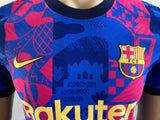 2021-2022 FC Barcelona Third Shirt Player Issue Authentic European Competition Pre Owned Size S