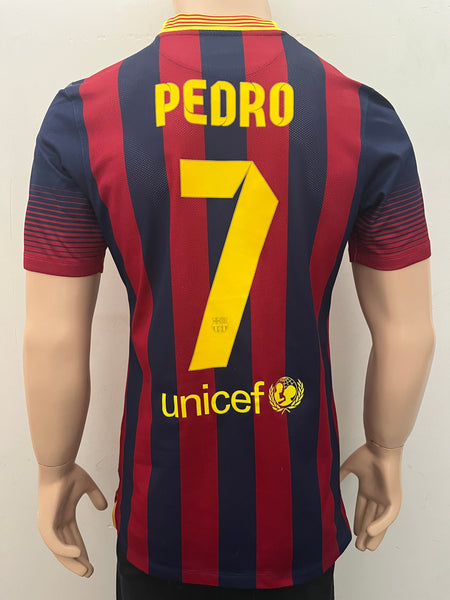 2013-2014 FC Barcelona Player Issue Home Shirt Pedro Rodríguez Pre Owned Size M