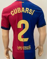 2024-2025 FC Barcelona Home Shirt Pau Cubarsí La Liga Spanish League Kitroom Player Issue BNWOT Size L fitted 125 Anniversary Patch