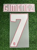 2025-2026 AC Milan Home Name Set and Number Santiago Gimenez “El Bebote” Player Issue Lega Calcio Serie A Stilscreen