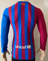 2021-2022 FC Barcelona Long Sleeve Home Shirt Kitroom Player Issue Mint Condition Size M