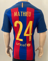 2016-2017 FC Barcelona Home Shirt Jeremy Mathieu Player Issue Kitroom Champions New BNWT Size XL (Fitted)