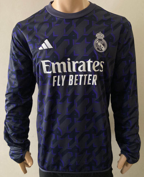 2023-2024 Real Madrid Pre-Match Training Top Champions League Edition Kitroom Player Issue Pre Owned Size L
