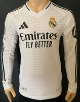 2024-2025 Real Madrid Home Shirt Player Issue Authentic Long Sleeve Mbappe Champions With Badges And HP New BNWT Size M