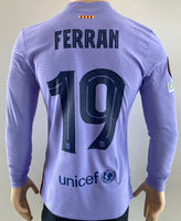 2021-2022 FC Barcelona Long Sleeve Away Shirt Ferran Torres Europa League Special Edition Kitroom Player Issue Mint Condition Size M