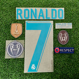 2017-2018 Real Madrid CF Home Name Set Patches Player Issue Kitroom Cristiano Ronaldo Final Champions League