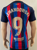 2022-2023 FC Barcelona El Clásico Motomami Edition Home Shirt Lewandowski La Liga Kitroom Player Issue Pre Owned Size L