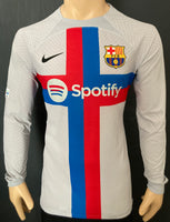 2022-2023 FC Barcelona Long Sleeve Third Shirt Franck Kessie Champions League Kitroom Player Issue Mint Condition Size L