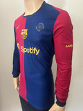 2024-2025 FC Barcelona Home Shirt Player Issue Kitroom 125 Years Anniversary Old Spotify Long Sleeve New BNWOT Multiple Sizes (Fitted)