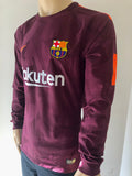 2017-2018 FC Barcelona Third Shirt Player Issue Kitroom Long Sleeve Mint Size M (Fitted)