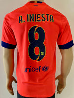 2014-2015 FC Barcelona Away Shirt Iniesta LFP Pre Owned Size M