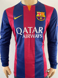 2014-2015 FC Barcelona Home Shirt Neymar Junior Player Issue Kitroom Long Sleeve Champions Pre Owned Size M (Fitted)