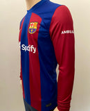 2023-2024 FC Barcelona Home Shirt Raphael Diaz “Raphinha” Long Sleeve Champions BNWOT Size S