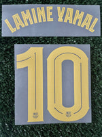 2025-2026 FC Barcelona Home Name Set and Number Lamine Yamal Player Issue Champions and Cup Textprint Adult Size